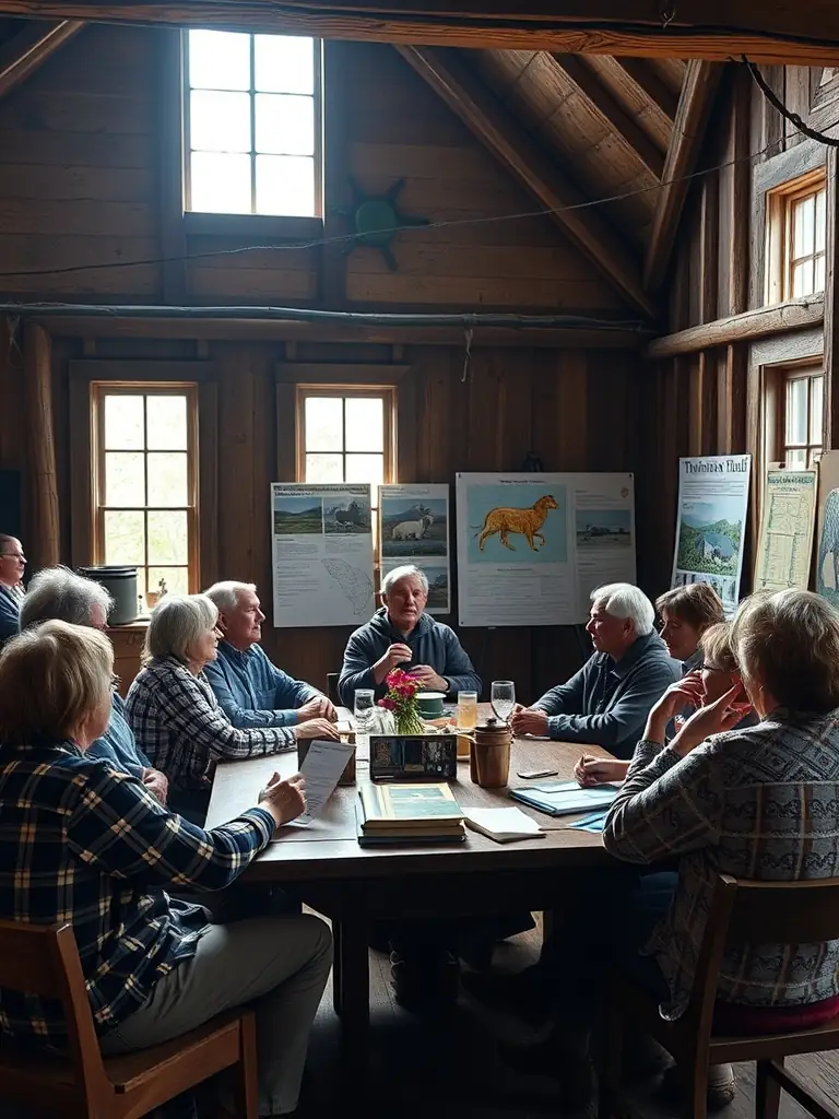 A photo of a workshop where community members are learning about wildlife tracking techniques, showcasing educational programs offered by AICA DU VAL DE CERE.